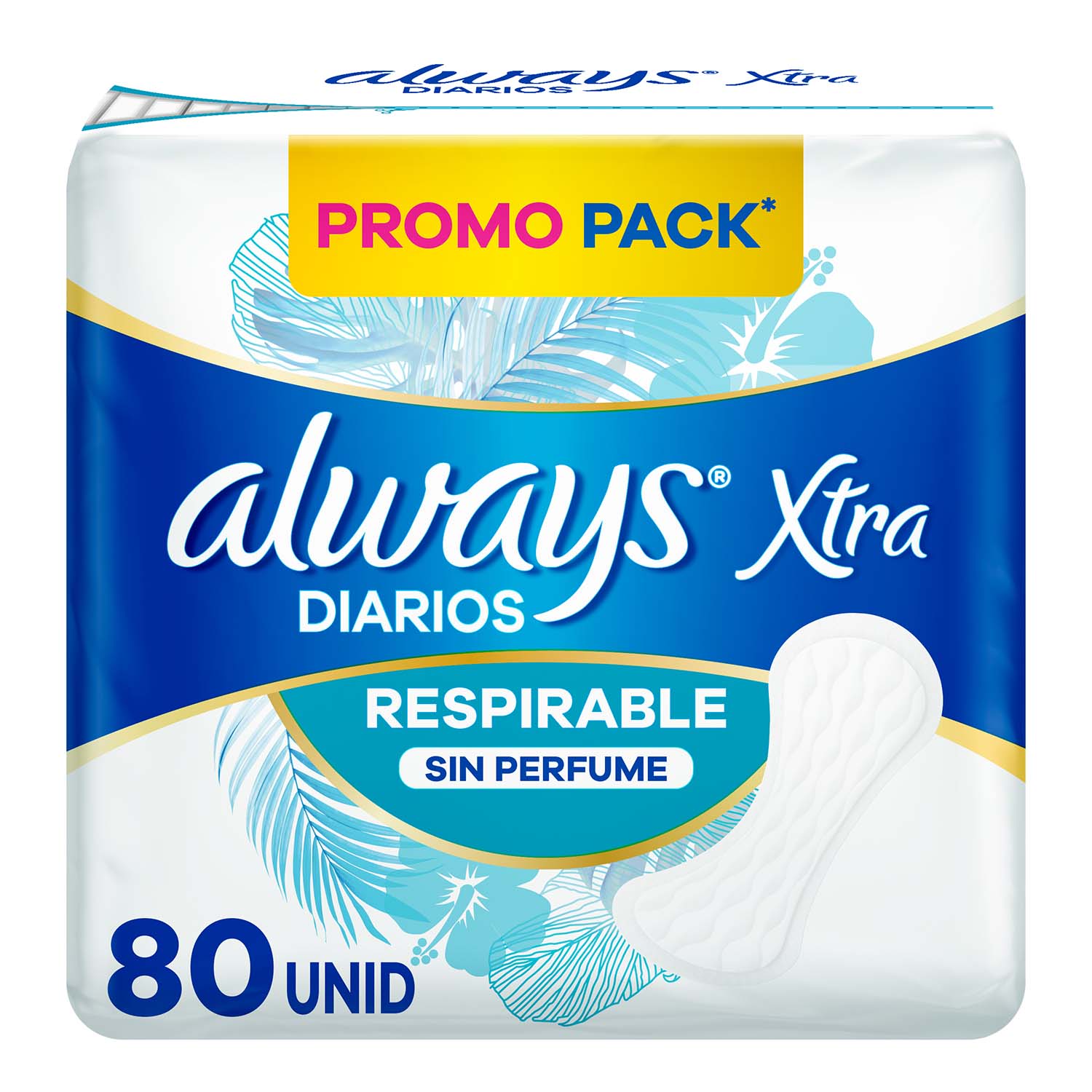 Protectores diarios xtra respirable (80 Unidades)