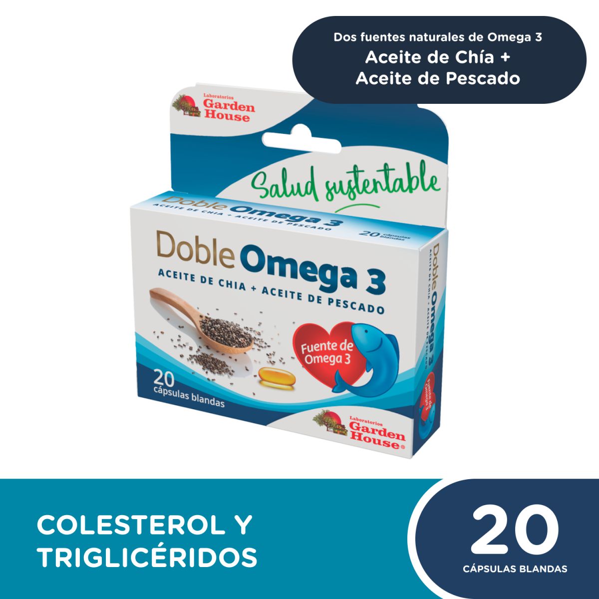 Aceite de pescado + aceite de chía (20 cápsulas blandas)