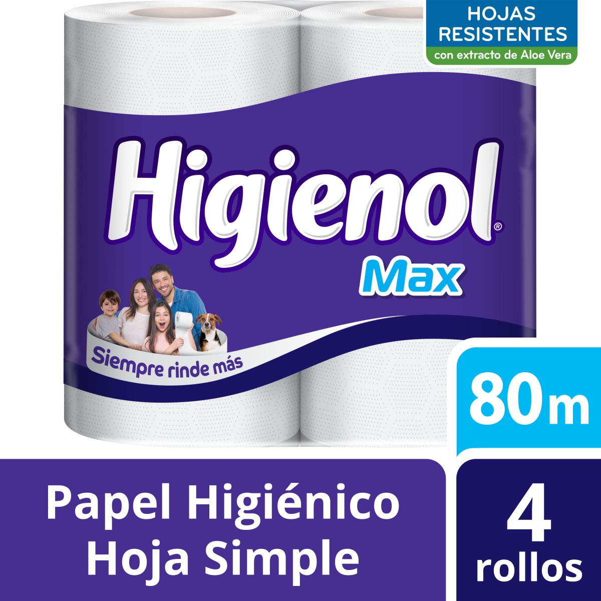 Papel higiénico Max hoja simple 80 m 4 un